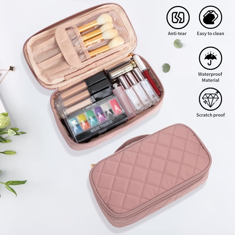 Portable Pink Cute kleine Make-up-Bürste Organisator benutzerdefinierte Reisetasche mit Abteil