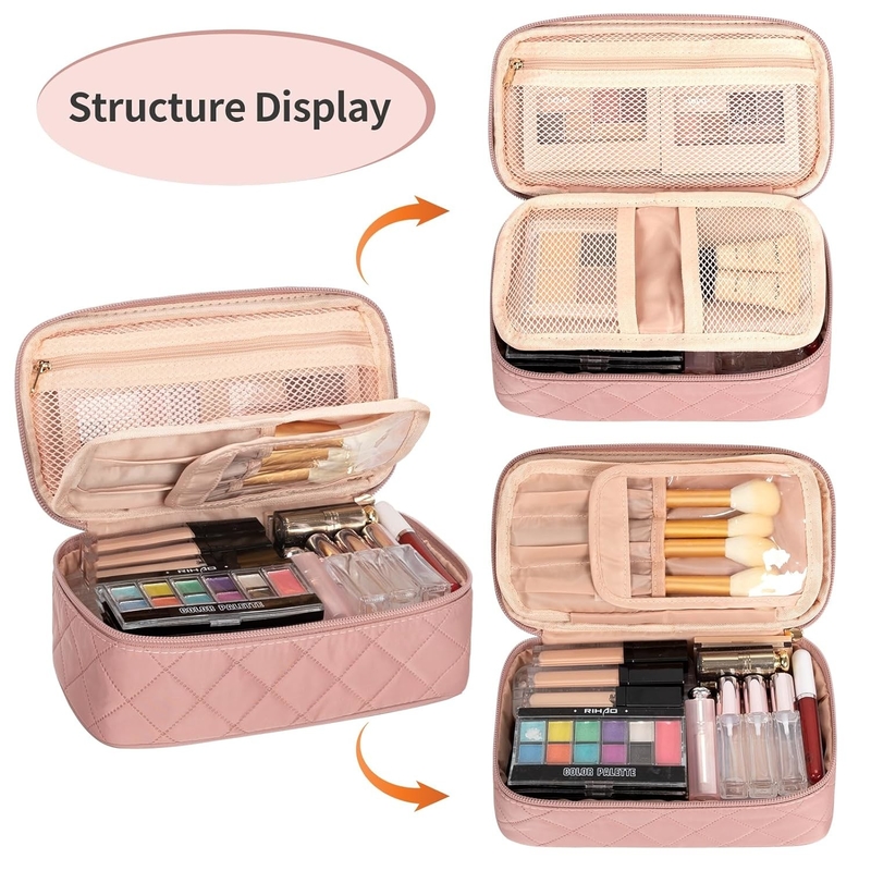 Portable Pink Cute kleine Make-up-Bürste Organisator benutzerdefinierte Reisetasche mit Abteil