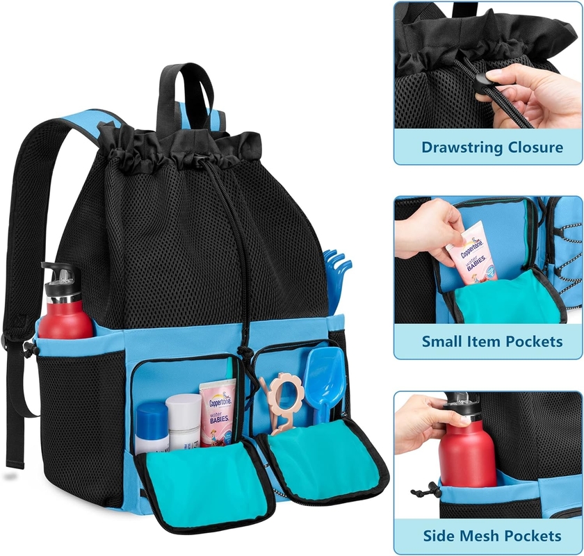 Große wasserdichte Zugseile Strand Schwimmen Fitnessraum Pool Sportnetz Custom Reisetasche für Männer und Frauen