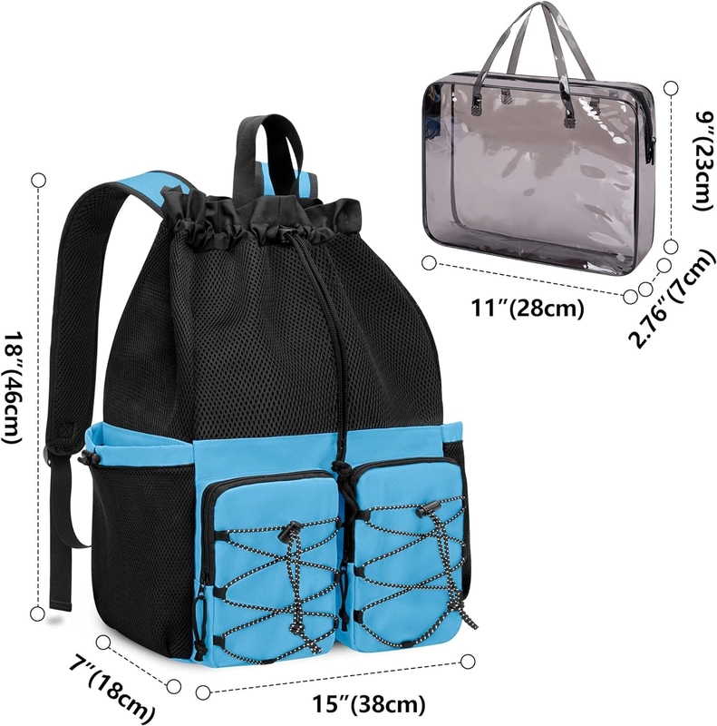 Große wasserdichte Zugseile Strand Schwimmen Fitnessraum Pool Sportnetz Custom Reisetasche für Männer und Frauen