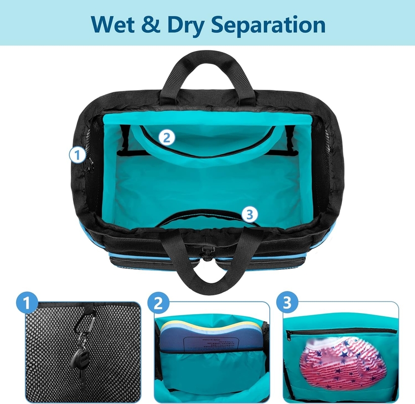 Große wasserdichte Zugseile Strand Schwimmen Fitnessraum Pool Sportnetz Custom Reisetasche für Männer und Frauen