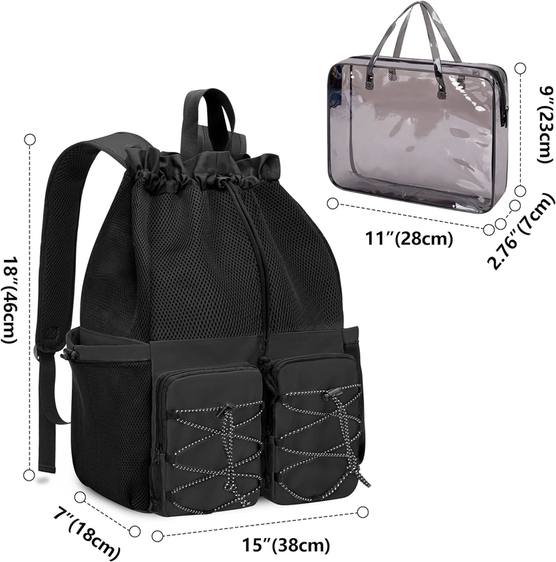 Schwarz Wasserdicht Ziehseile Strand Schwimmen Fitnessraum Pool Sportnetz Custom Travel Bag für Männer und Frauen