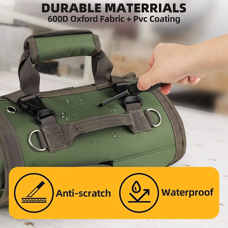Grüne Wasserdichte Schwerlast-Portable Tool Roll Up Tasche Trennbarer Reißverschluss Tasche für Männer Frauen