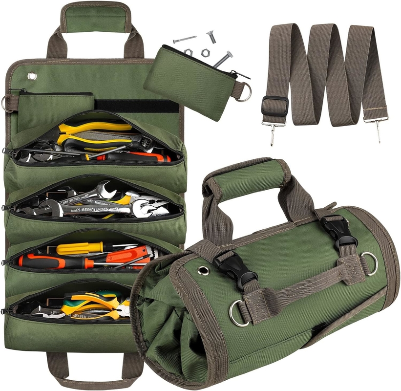 Grüne Wasserdichte Schwerlast-Portable Tool Roll Up Tasche Trennbarer Reißverschluss Tasche für Männer Frauen