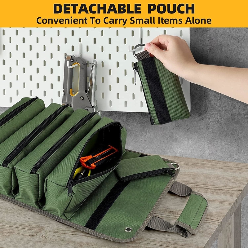 Grüne Wasserdichte Schwerlast-Portable Tool Roll Up Tasche Trennbarer Reißverschluss Tasche für Männer Frauen