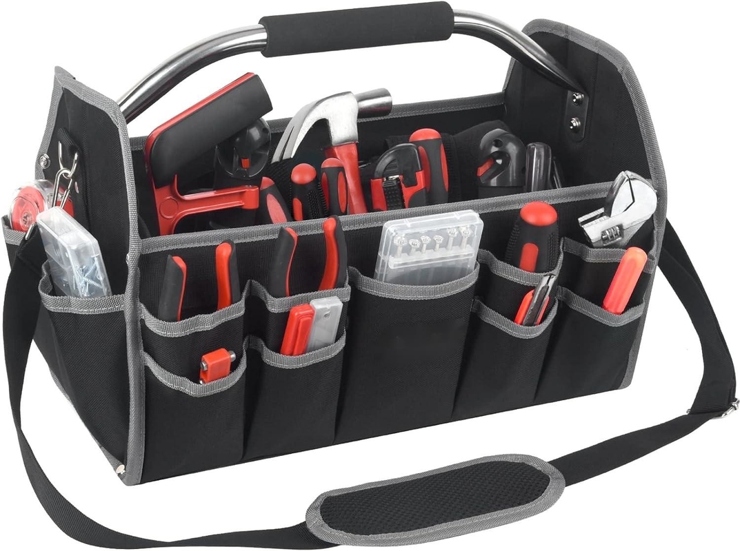 16 Zoll 26 Taschen Stahlgriff Custom Travel Tool Bag mit abnehmbaren Schultergurt