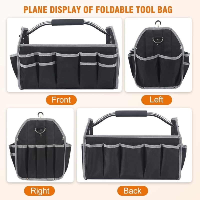 16 Zoll 26 Taschen Stahlgriff Custom Travel Tool Bag mit abnehmbaren Schultergurt