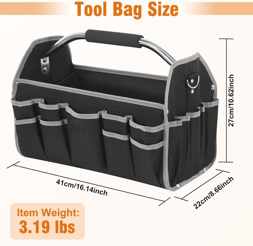 16 Zoll 26 Taschen Stahlgriff Custom Travel Tool Bag mit abnehmbaren Schultergurt