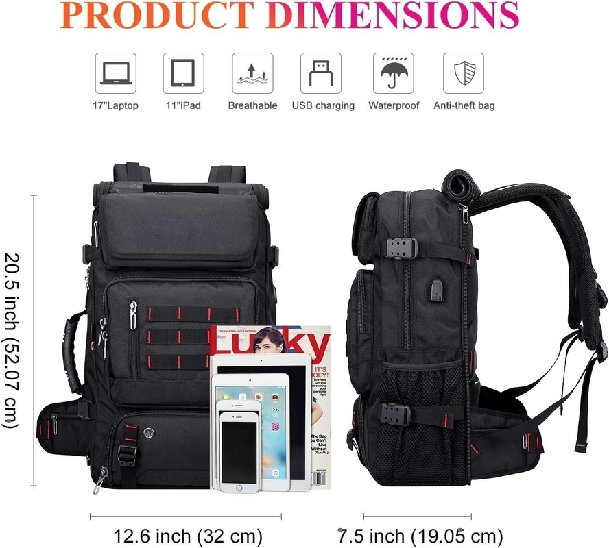 Schwarze Fluggesellschaft mit großer Kapazität, zugelassenes Cabrio-Nylon-Taschen für Männer