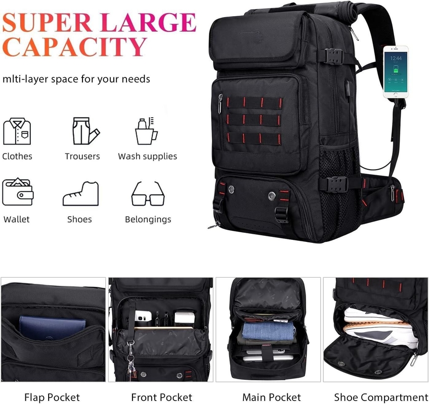 Schwarze Fluggesellschaft mit großer Kapazität, zugelassenes Cabrio-Nylon-Taschen für Männer