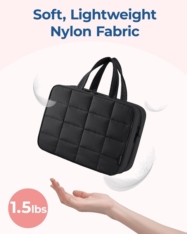 Schwarz Großes Tragbare Reisezubehör Essentials Schwellendes Make-up Kosmetische benutzerdefinierte Reisetasche mit Schmuckorganisator