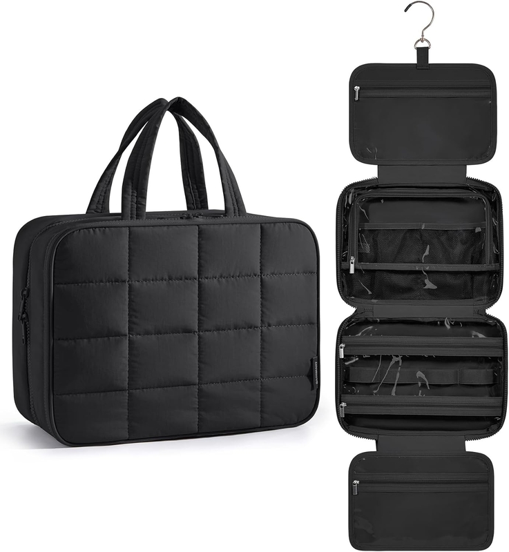 Schwarz Großes Tragbare Reisezubehör Essentials Schwellendes Make-up Kosmetische benutzerdefinierte Reisetasche mit Schmuckorganisator