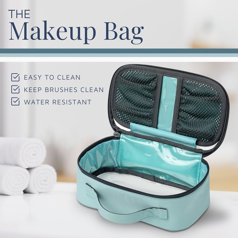 Ultraleichtes Zubehör Hängender Organisator Tasche Staub-Teal Make-up Custom Reisetasche mit Pinselhalter