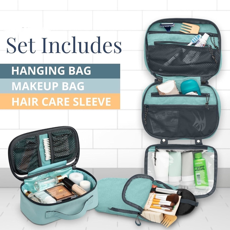 Ultraleichtes Zubehör Hängender Organisator Tasche Staub-Teal Make-up Custom Reisetasche mit Pinselhalter
