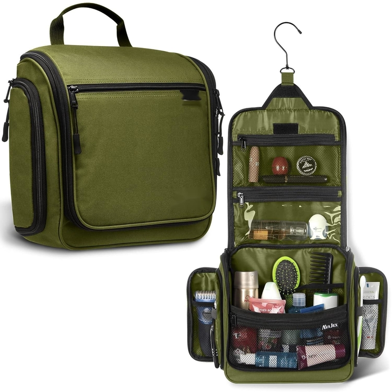 Wasserdicht Groß Hygiene Toilettenartikel Make-up Kosmetik Custom Reisetasche mit Metall Schwenkhaken für Männer Frauen