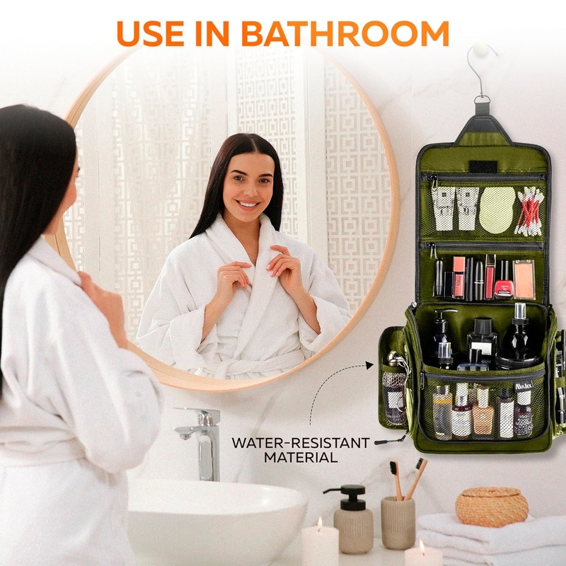 Wasserdicht Groß Hygiene Toilettenartikel Make-up Kosmetik Custom Reisetasche mit Metall Schwenkhaken für Männer Frauen