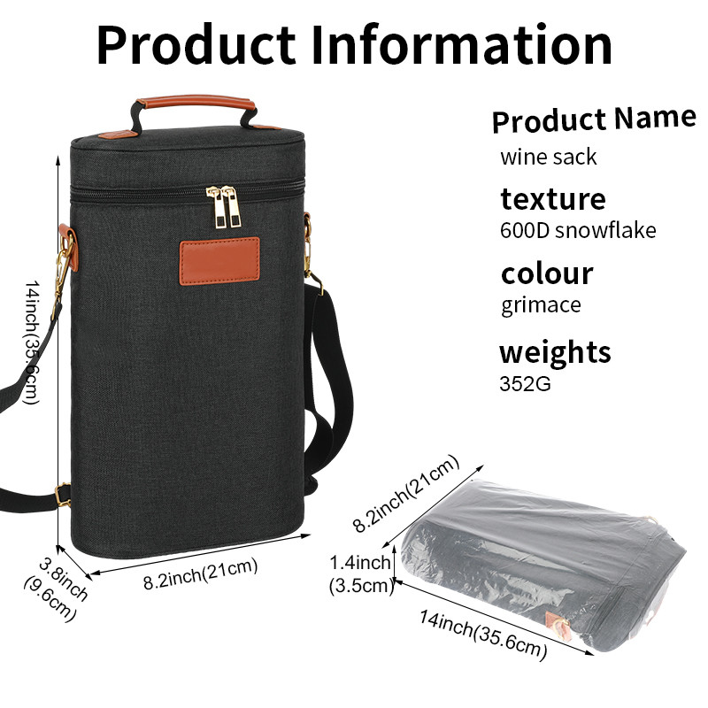 Leckdicht, isoliert, gepolstert, 2 Flaschen, Geschenk-Tote-Träger, eigene Reisetasche mit Schultergurt