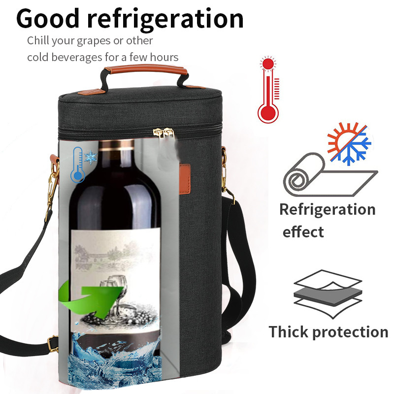 Leckdicht, isoliert, gepolstert, 2 Flaschen, Geschenk-Tote-Träger, eigene Reisetasche mit Schultergurt